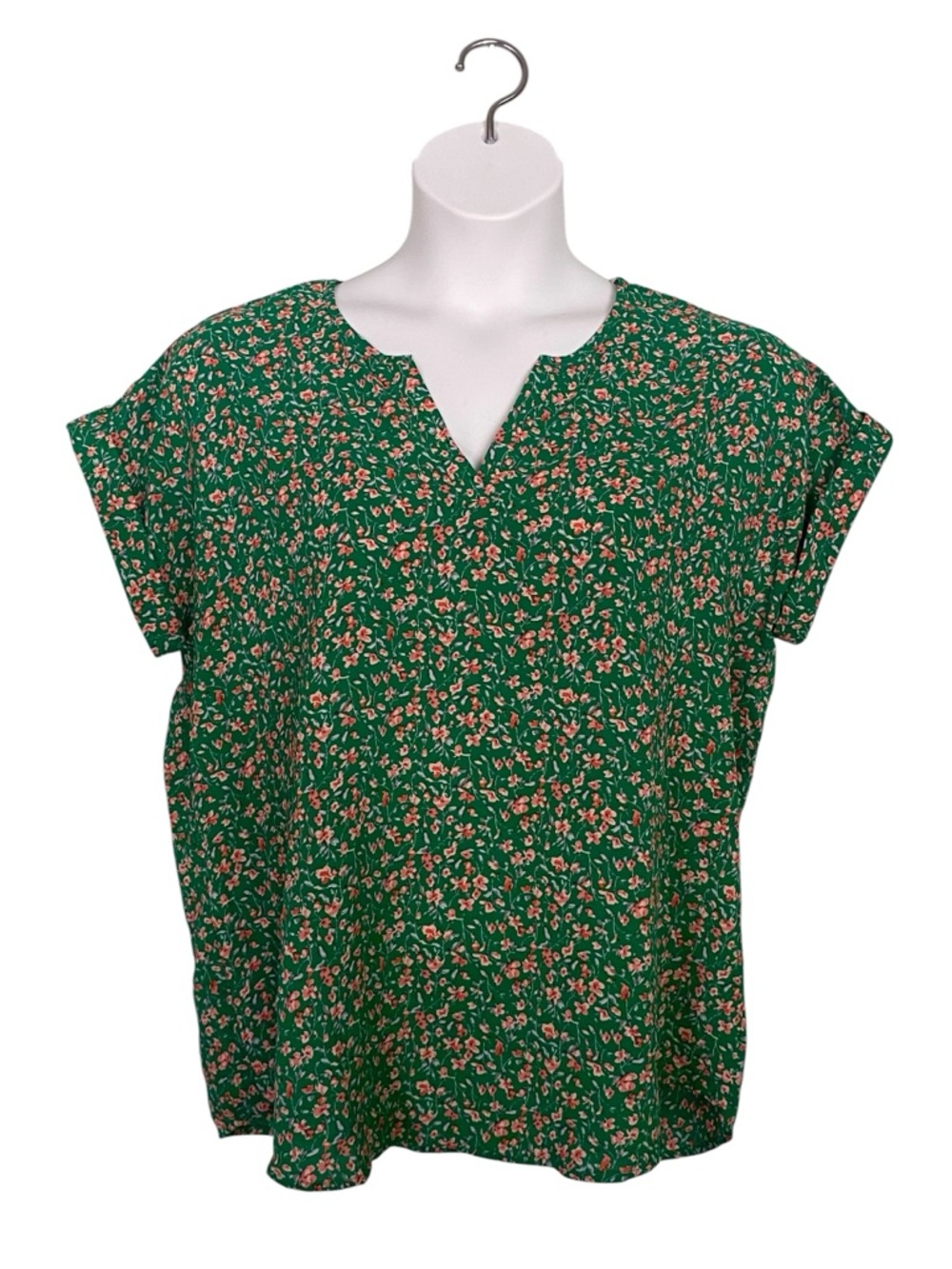 Green Floral Boutique Style Womens Dolman Sleeve Blouse by Staccato Size Large